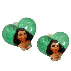 Vintage Disney Princess Moana Earrings Clip On Hawaiian Polynesia Signed Acrylic